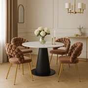 Krzesło tapicerowane BUBBLE cappuccino na złotych nogach