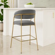 Hoker LAYLA niski – szary velvet, złote nogi