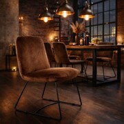 Krzesło REGAGGIO LOFT – welur BLUVEL, czarne metalowe płozy ATREVE – personalizowane krzesła i hokery, polska produkcja