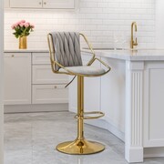 Hoker glamour ROSSE H5-FX szary velvet, złoty stelaż, regulowana wysokość