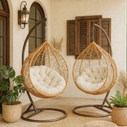 Zestaw huśtawek ogrodowych BOHO – Kosz L + Kosz XL z poduszkami