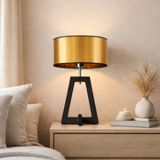 Designerska lampa stołowa z drewnianą podstawą CLIO MIRROR