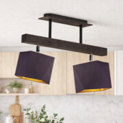 Lampa 2-płomienna na drewnianej belce ASTIR GOLD