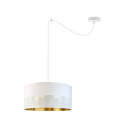 Biała lampa wisząca pająk glamour WAIKIKI W1 GLAM z abażurem ze złotym wnętrzem