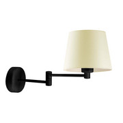 Kinkiet na długim wysięgniku LUGO czarny z ecru abażurem