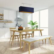 Nowoczesna lampa sufitowa do kuchni KORFU GOLD prostokątna z abażurem