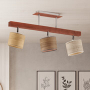 Nowoczesny 3 punktowy plafon sufitowy HOLLYWOOD ECO na drewnianej regulowanej belce