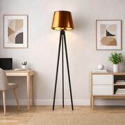 Drewniana lampa stojąca do sypialni CURACAO MIRROR