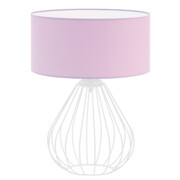 Biała lampa stołowa z pastelowym abażurem LUKKA