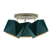 Potrójny plafon do kuchni na okrągłej podsufitce MINORKA GOLD w kolorze zieleni butelkowej