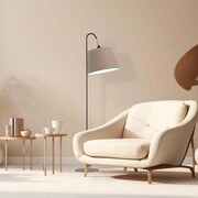 Elegancka lampa stojąca do salonu TALLIN z beżowym abażurem