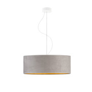 Welurowa lampa wisząca HAJFA VELUR fi - 50 cm kolor szary ze złotym wnętrzem