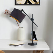 Czarna lampka nocna do sypialni z regulacją BELO GOLD