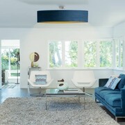 Nowoczesny plafon sufitowy do salonu GRENADA VELUR fi - 100 cm - kolor granatowy ze złotym wnętrzem