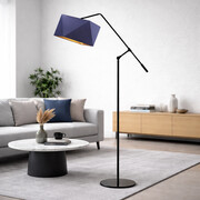 Czarna lampa stojąca na wysięgniku ruchomym COLMA GOLD w stylu glamour