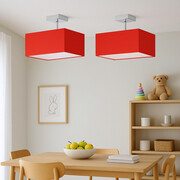 Czerwona lampa sufitowa do do kuchni z geometrycznym kloszem 40x40 cm ALBA - kolor czerwony