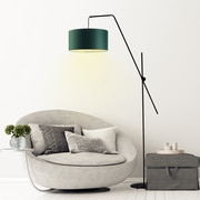 Lampa podłogowa regulowana z wysięgnikiem BILBAO z abażurem w kolorze zieleni butelkowej