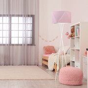 Trójnożna lampa podłogowa dla dziewczynki DAKAR z różowym abażurem