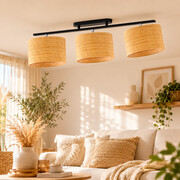 Rattanowa lampa sufitowa 2-punktowa PARAGWAJ BOHO