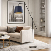 Lampa podłogowa z ruchomym ramieniem VIGO GOLD z abażurem ze złotym wnętrzem