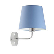 Minimalistyczny kinkiet do pokoju chłopca RIMINI z niebieskim abażurem