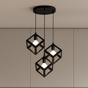 Czarna lampa wisząca 3 punktowa do kuchni DEVON z regulowanymi kloszami