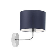 Nowoczesny kinkiet do salonu z granatowym abażurem w kształcie walca MODENA