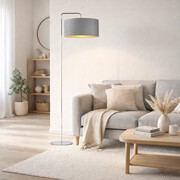 Skandynawska lampa podłogowa do sypialni BOLIVIA GOLD elegancka lampa stojąca ze złotym środkiem