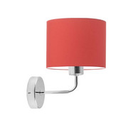 Chromowany kinkiet do salonu z czerwonym abażurem MODENA