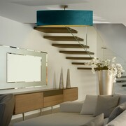 Ekskluzywna lampa sufitowa do salonu GRENADA VELUR fi - 80 cm - kolor zieleń butelkowa ze złotym wnętrzem