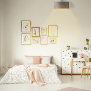 Skandynawska lampa sufitowa z welurowym abażurem WENECJA VELUR fi - 30 cm kolor szary ze złotym wnętrzem