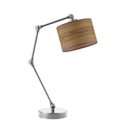 Srebrna lampa biurkowa z drewnianymi elementami ASMARA ECO