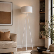 Biała lampa stojąca do salonu SEWILLA lampa podłogowa na trójnogu LED