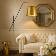 Czarno-złota lampa podłogowa do salonu w stylu glamour VIGO MIRROR
