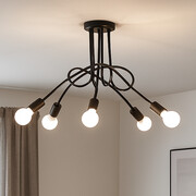 Czarna 5 punktowa lampa sufitowa do salonu ETICA 5