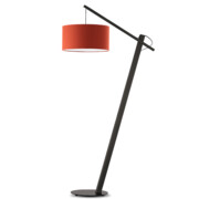 Drewniana lampa stojąca na jednej nodze TORINO z abażurem