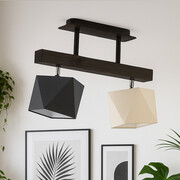 Drewniana lampa sufitowa na belce ASTIR z regulacją kąta padania światła