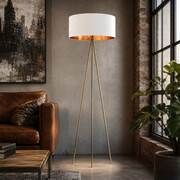 Lampa stojąca w stylu glamour SEWILLA GOLD z białym abażurem ze złotym wnętrzem