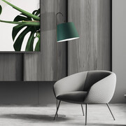 Lampa podłogowa z kloszem z tkaniny w kolorze butelkowej zieleni TALLIN