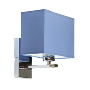 Kinkiet do pokoju dziecka MALAGA z niebieskim abażurem na chromowanym stelażu