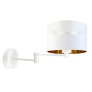 Kinkiet ścienny z ruchomym ramieniem BRAGE GLAM biały zloty glamour