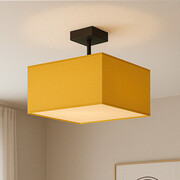 Musztardowa lampa sufitowa do salonu z kwadratowym abażurem 40x40 cm ALBA - kolor musztardowy