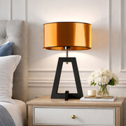 Lampa stołowa z drewnianą podstawą CLIO MIRROR