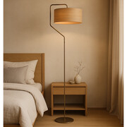 Lampa stojąca w stylu skandynawskim TESALLIA ECO z abażurem w kolorze dębu sonoma