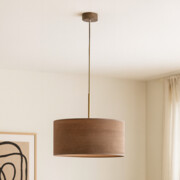 Abażurowa lampa wisząca do salonu nad stół SINTRA ECO fi - 40 cm - kolor kasztanowy