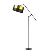 Nowoczesna lampa stojąca z regulowanym ramieniem LIBERIA GLAM czarno-złota