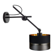 Regulowana lampa ścienna LED HAMILTON GLAM abażur czarny ze złotym wnętrzem