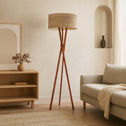 Drewniana lampa stojąca do salonu ELX ECO