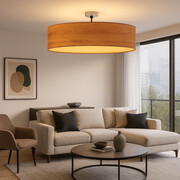 Nowoczesna lampa sufitowa do salonu z dużym abażurem 100 cm GRENADA ECO fi - 100 cm - kolor dąb sonoma