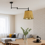 Złota lampa sufitowa na wysięgniku regulowanym TAMPA MIRROR nad stół